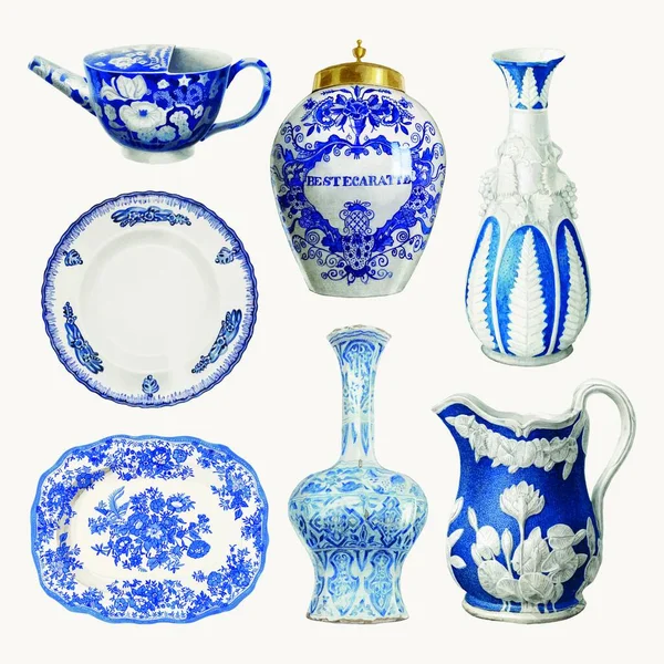 Collection Plats Vintage Porcelaine — Image vectorielle