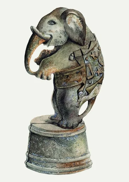Шаблон Векторной Иллюстрации Скульптуры Слона — стоковый вектор