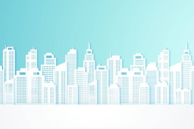 Şehir manzarası, binalar, kağıt sanatı tarzı