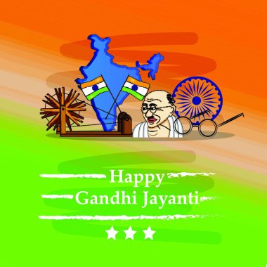 Gandhi Jayanti arkaplan, renkli vektör illüstrasyonu 
