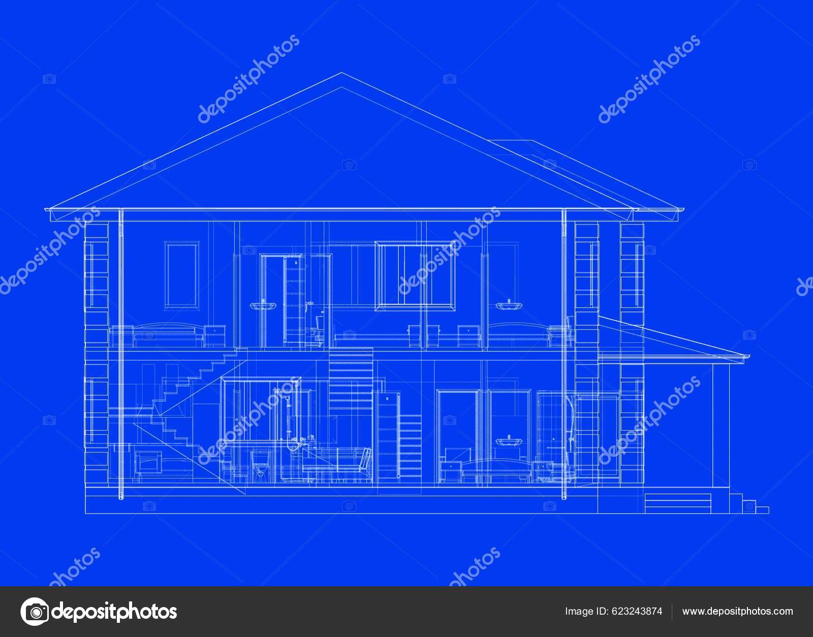 Lakóépület Műszaki Rajz Vektor Stock vektor: ©YAY_Images 623243874