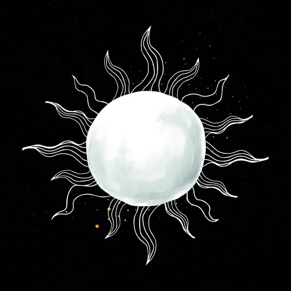 Sun Drawing Doodle Icon Vector Cute Galaxy Illustration — Vector de stock