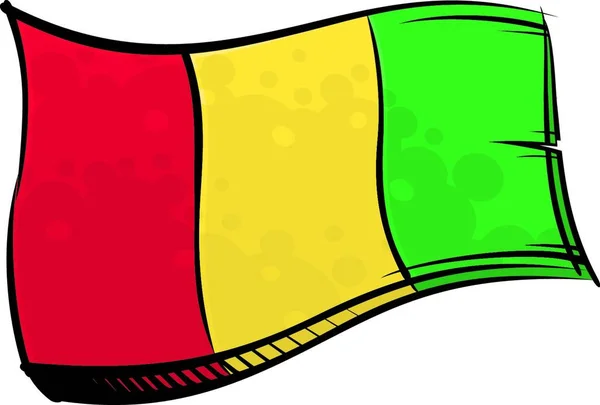 Painted Guinea Flag Waving Wind — Stok Vektör