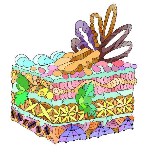 Vektor Stück Kuchen Mit Abstrakten Ornamenten — Stockvektor