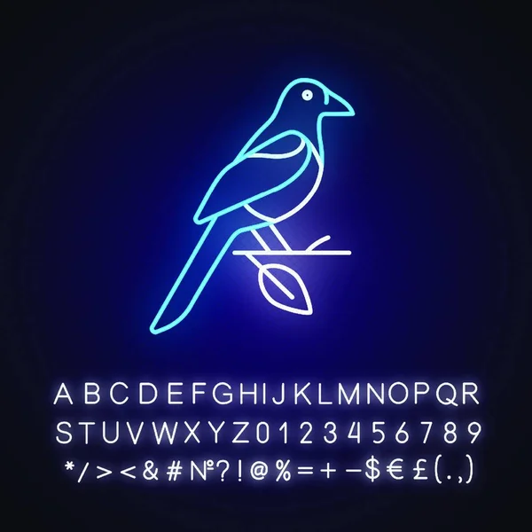 Oriental Magpie Néon Icône Lumière — Image vectorielle