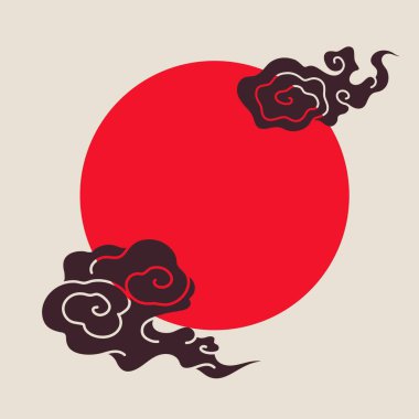 Kırmızı nokta, yeni yılın Japon sembolü. Japon tarzı..