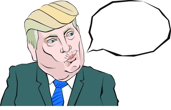 Cartoon Portret Van Donald Trump Zegt Iets — Stockvector