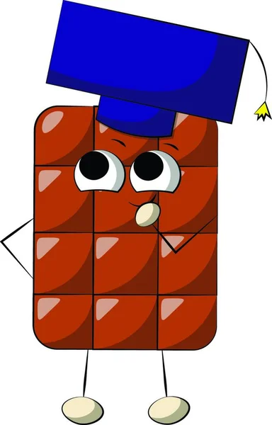 Cute Cartoon Chocolate Character Graduate Hat Draw Illustration Color — Stock Vector