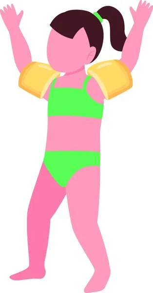 Girl Arm Floaties Semi Flat Color Vector Character — Stockový vektor