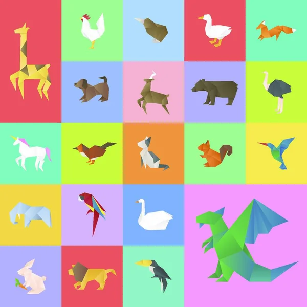 Tiere Set Bunte Vektorillustration — Stockvektor