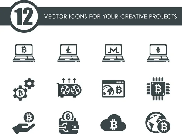 Illustration Vectorielle Icônes Crypto Monnaie — Image vectorielle