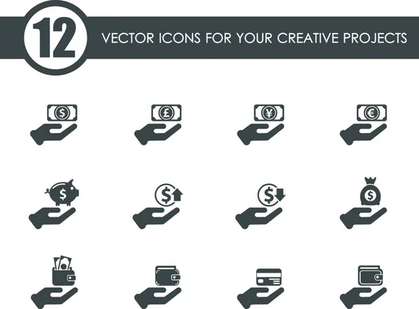 Hand Money Vector Icons — Stock Vector