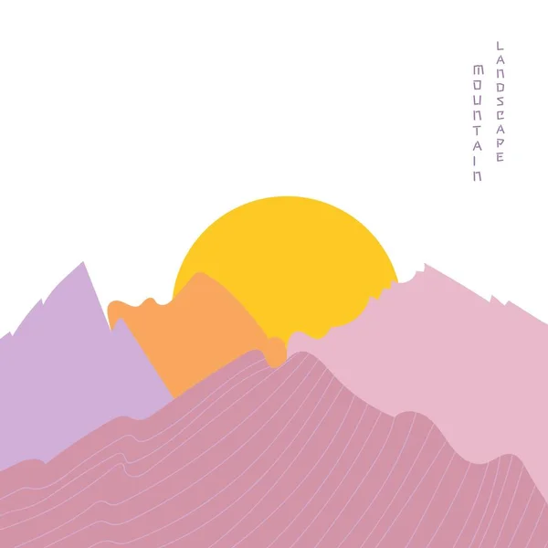 Mountain landscape poster. Geometric landscape background in asian japanese style.