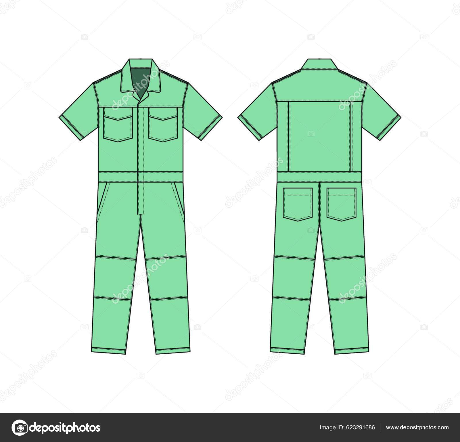 Κοντά Μανίκια Εργασίας Φόρμες Jumpsuit Boilersuit Πρότυπο Διανυσματική  Απεικόνιση Πράσινο Διανυσματικό Αρχείο από ©YAY_Images623291686