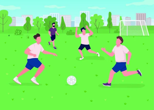 Männer Spielen Fußball Bunte Vektorillustration — Stockvektor