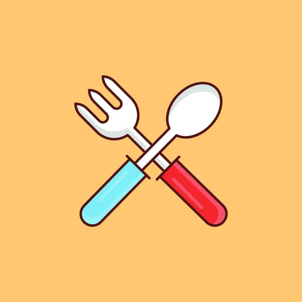 Fork Spoon Web Icon Vector Illustration — Stock Vector