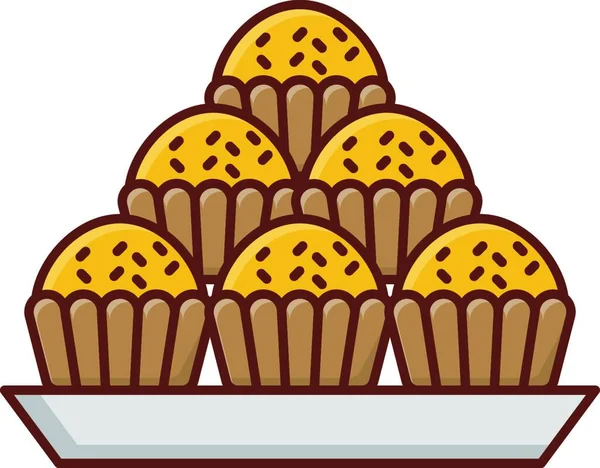 Muffins Apilados Pila Aislados Sobre Fondo Blanco — Vector de stock