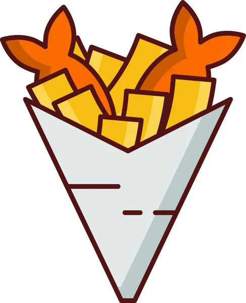 Fries Icon Vector Illustration Simple Design — Stock Vector