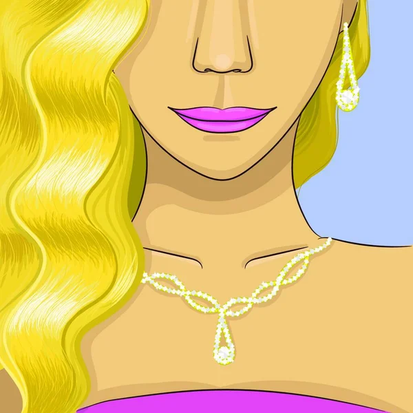 Altın Mücevherli Kız Portresi — Stok Vektör