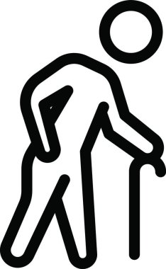 Baston simgesi olan yaşlı kişi, vektör illüstrasyonu   