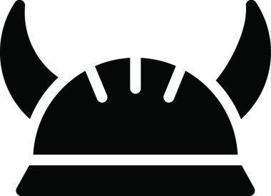 Siyah beyaz Viking miğferi, basit bir illüstrasyon.