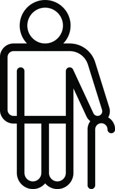 Baston simgesi olan yaşlı kişi, vektör illüstrasyonu   