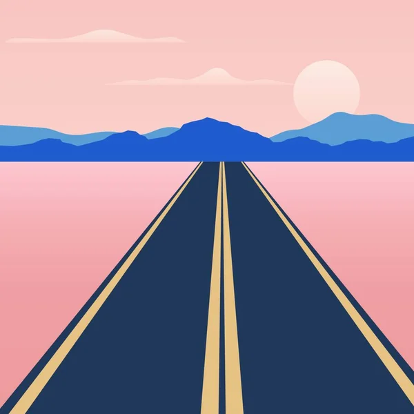 Road Trip Background Sunset — Stock Vector