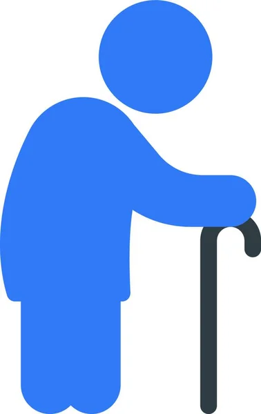 Elderly Person Cane Icon Vector Illustration — Stock Vector