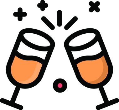 Gözlük, şerefe ikon vektör illüstrasyonu 