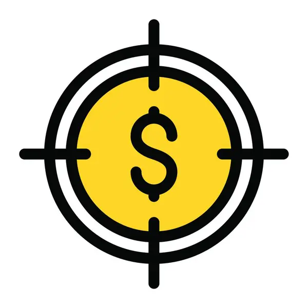 Dólar Alvo Sinal Vetor Ilustração — Vetor de Stock