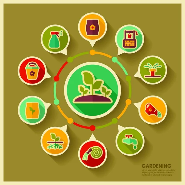 Garden Farm Icons Agriculture Infographics — Stock Vector