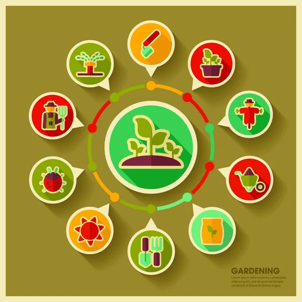 Iconos Garden Farm Infografías Agrícolas — Vector de stock