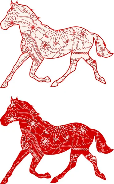 Set Red Horses — Stock Vector