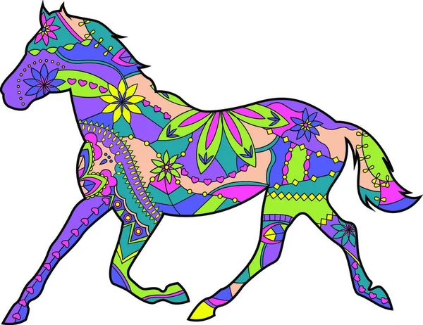 Horse Runs Trot Vector Illustration — Stock Vector