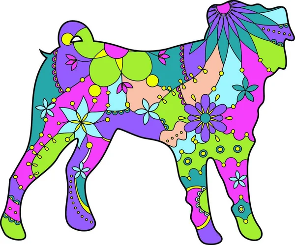 Pug Dog Renkli Vektör Çizimi — Stok Vektör