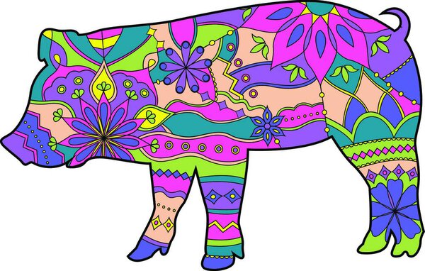 "Pig colorful"  icon vector illustration 