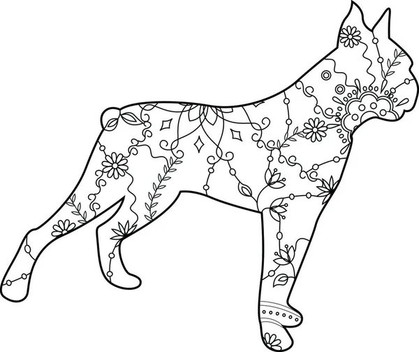 Boxer Cão Coloração Ilustração Vetorial — Vetor de Stock