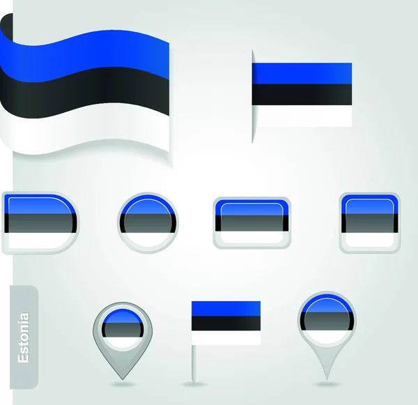 Ícone Bandeira Estoniano Ilustração Vetorial — Vetor de Stock