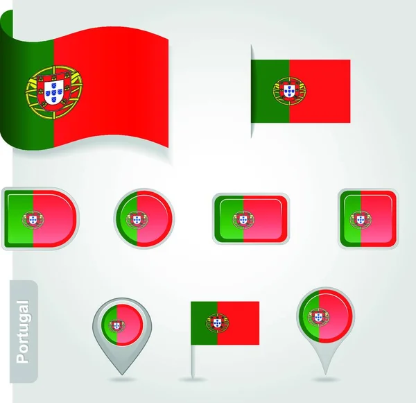 Portogallo Icona Bandiera Illustrazione Vettoriale — Vettoriale Stock