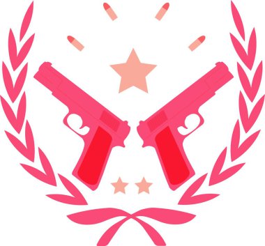 Klasik tabanca amblemi. Vektör illüstrasyonu