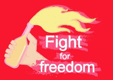 Özgürlük için savaş grunge illüstrasyon simgesi web, vektör illüstrasyonu 