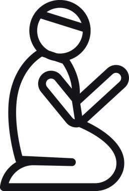 Müslüman adam vektör illüstrasyonuna dua ediyor 