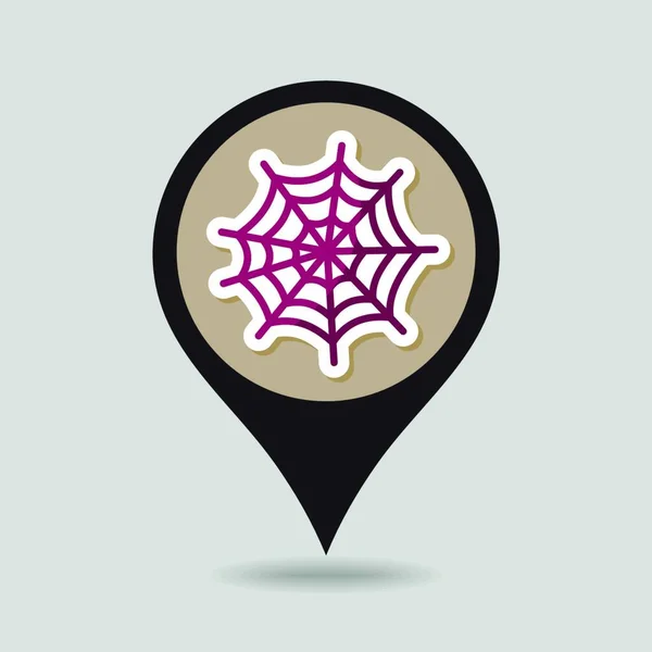 Spider Web Halloween Mapping Pin Icono — Archivo Imágenes Vectoriales