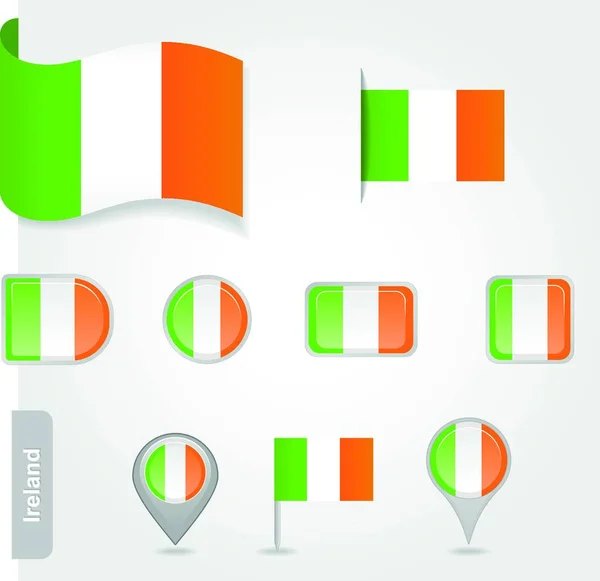 Irlanda Icono Bandera Vector Ilustración — Vector de stock