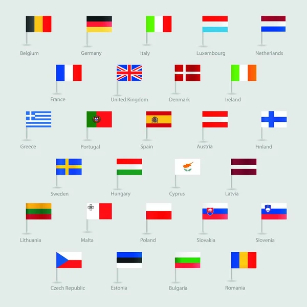 Ülkelerinin Bayrakları Ikon Vektör Illüstrasyonu — Stok Vektör