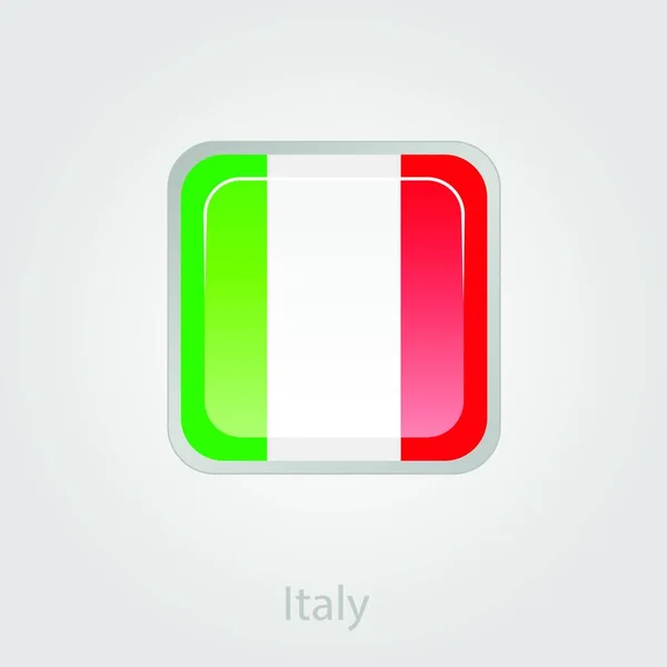 Itália Bandeira Botão Ilustração Vetorial —  Vetores de Stock