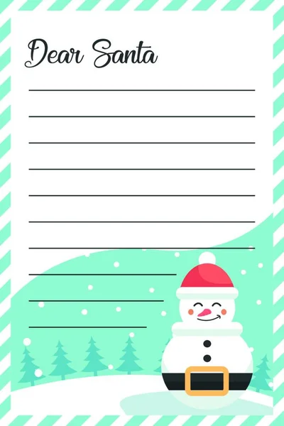 クリスマスの雪だるまからサンタクロースへのメッセージカード — ストックベクタ
