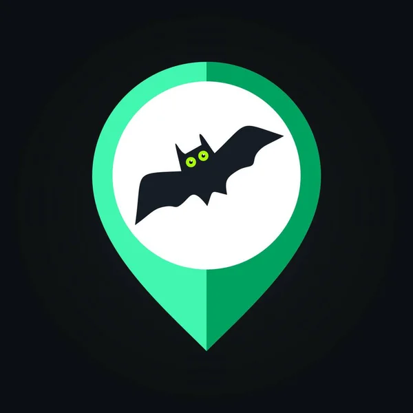 Halloween Bat Kartläggning Nålsymbol — Stock vektor