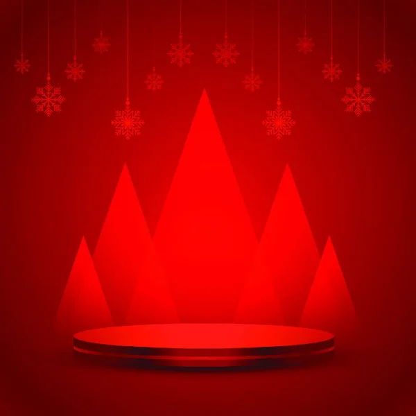 Κόκκινο Merru Φόντο Βάθρο Χριστουγέννων Για Την Οθόνη Του Προϊόντος — Διανυσματικό Αρχείο