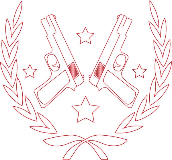 Pistols Emblem Contour Icon Web Vector Illustration — Stock Vector